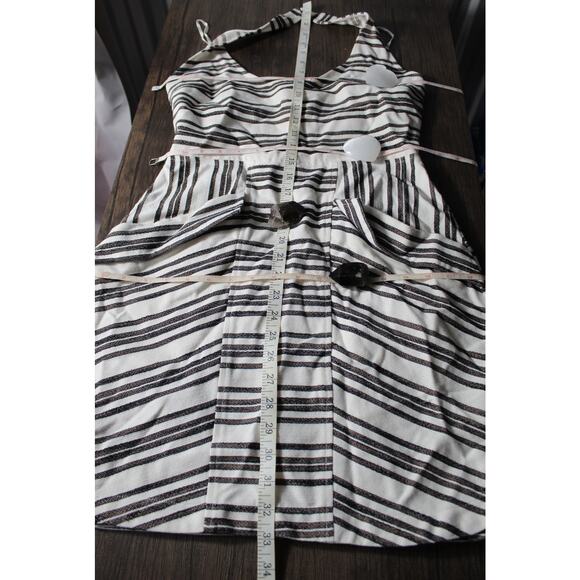 ALC Hudson Halter Mini Dress Stripe Pockets White Black *Altered* As Is Size 4 - Picture 9 of 11